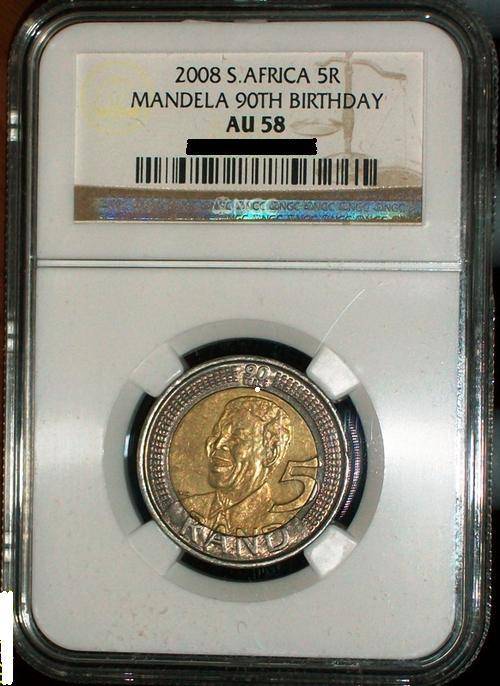 ***AWESOME *** 2X *** 2008 MANDELA 90th BIRTHDAY COINS - AU 58 NGC GRADE ***